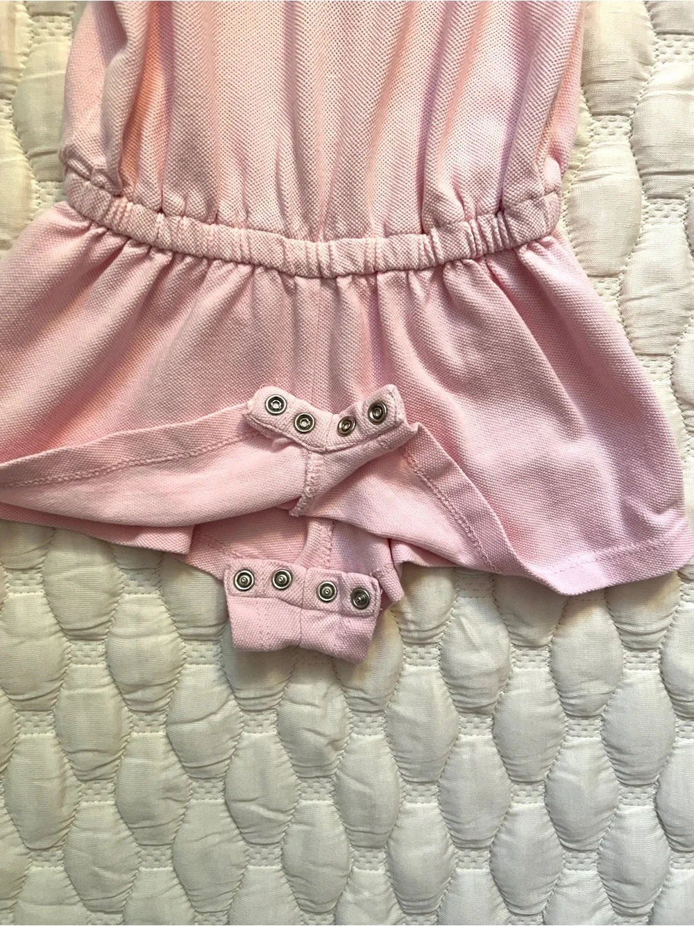 Ralph Lauren Baby Girl Pink Eyelet Ruffle Sleeve Romper 18M Cotton Pique